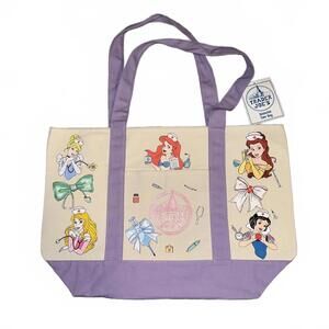 Trader Joe's Disney Princess Nurse purple large Tote Bag